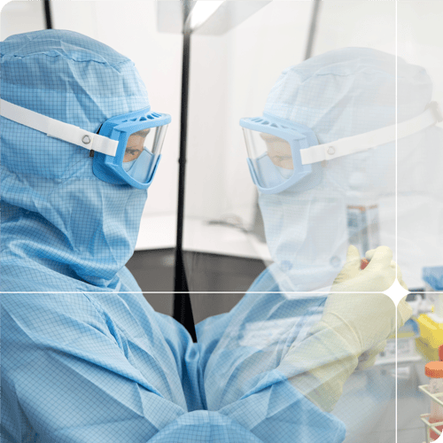 Scientist on cell lab